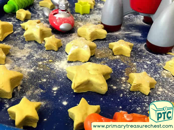 Space Themed Sensory Playdough Area Ideas / Tuff Tray 